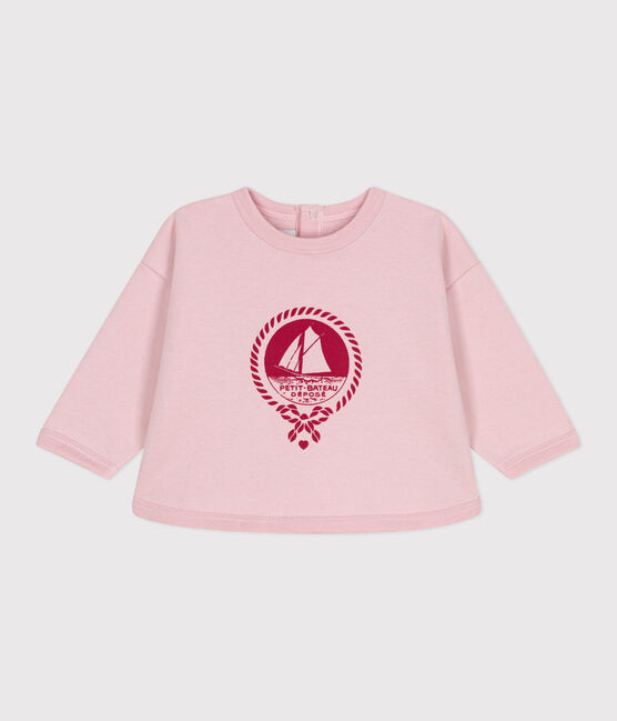 Sudadera de algodón con estampado de Petit Bateau vintage para bebé rosa JOLI