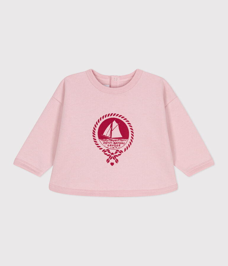 Sudadera de algod&oacute;n con estampado de Petit Bateau vintage para beb&eacute; rosa