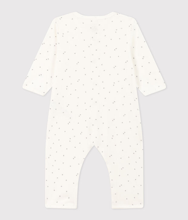 Pijama sin pies de algod&oacute;n con estrellas para beb&eacute; blanco/gris