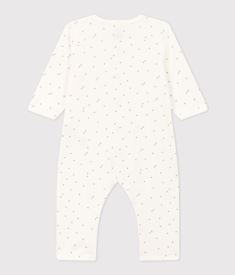 Pijama sin pies de algod&oacute;n con estrellas para beb&eacute; blanco/gris