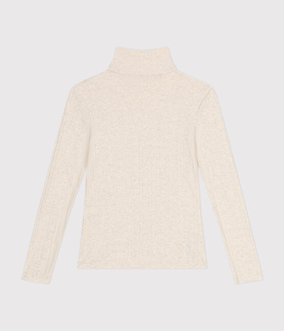 Camiseta Iconique de cuello vuelto de punto de fantasía para mujer beige MONTELIMAR CHINE