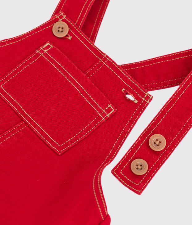 Peto largo de tejido denim para beb&eacute; rojo