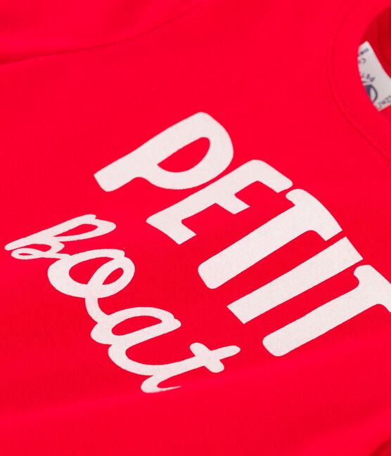 Camiseta de manga corta con motivo de algodón de bebé rojo PEPS