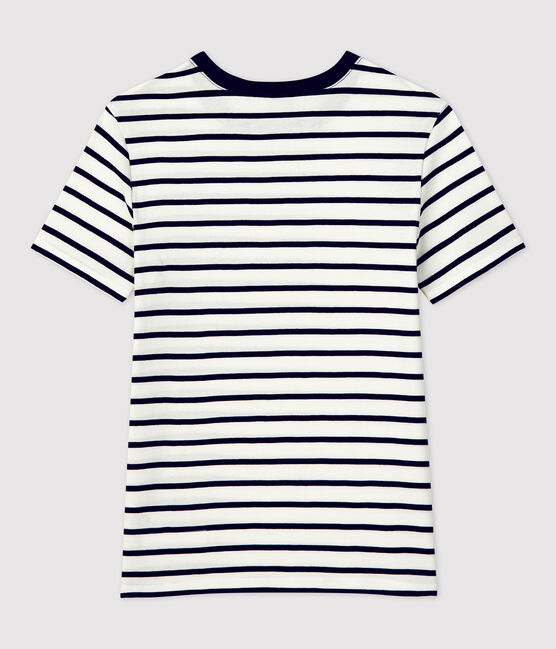 Camiseta L'ICONIQUE con cuello redondo de algodón orgánico de mujer blanco MARSHMALLOW/azul SMOKING