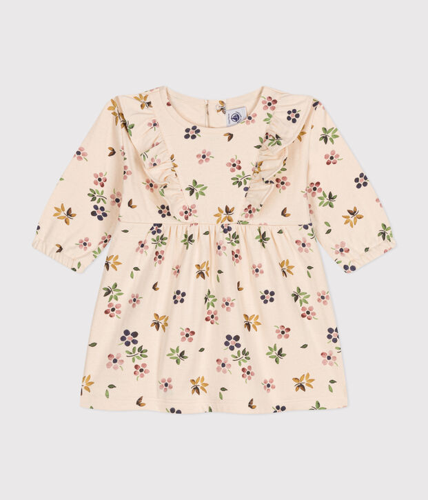 Vestido de manga larga de t&uacute;bico para beb&eacute; crudo/multicolor