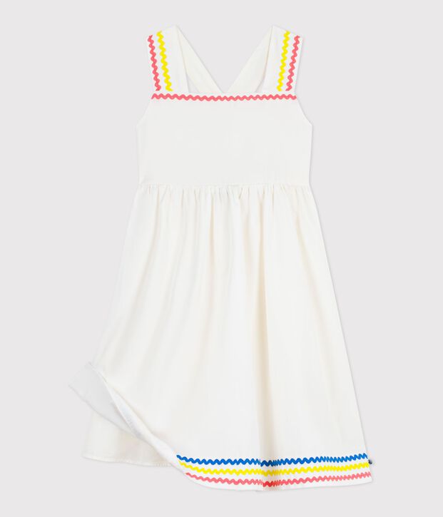 Vestido infantil largo de tirantes de algod&oacute;n blanco
