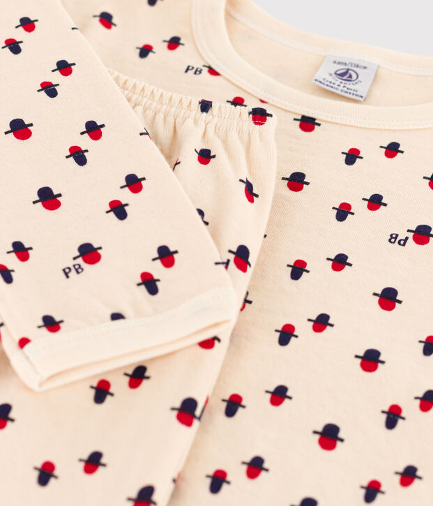 Pijama de t&uacute;bico para ni&ntilde;o/ni&ntilde;a crudo/rojo/multicolor