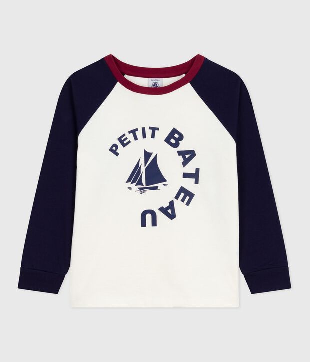 Camiseta infantil de algod&oacute;n de manga larga colorblock azul/azul