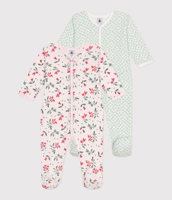 Juego de 2 pijamas de algodón con flores para bebé variante 1