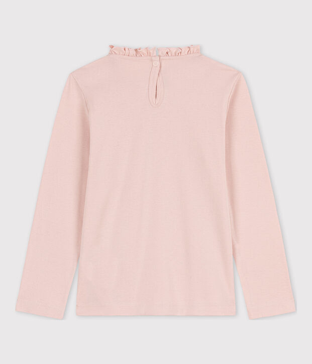 Camiseta de algod&oacute;n de manga larga de ni&ntilde;a rosa