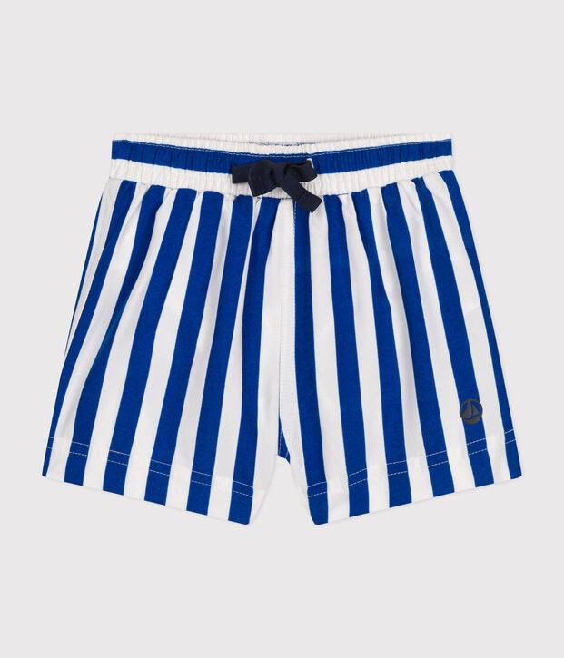 Pantal&oacute;n corto de ba&ntilde;o para beb&eacute; blanco/azul