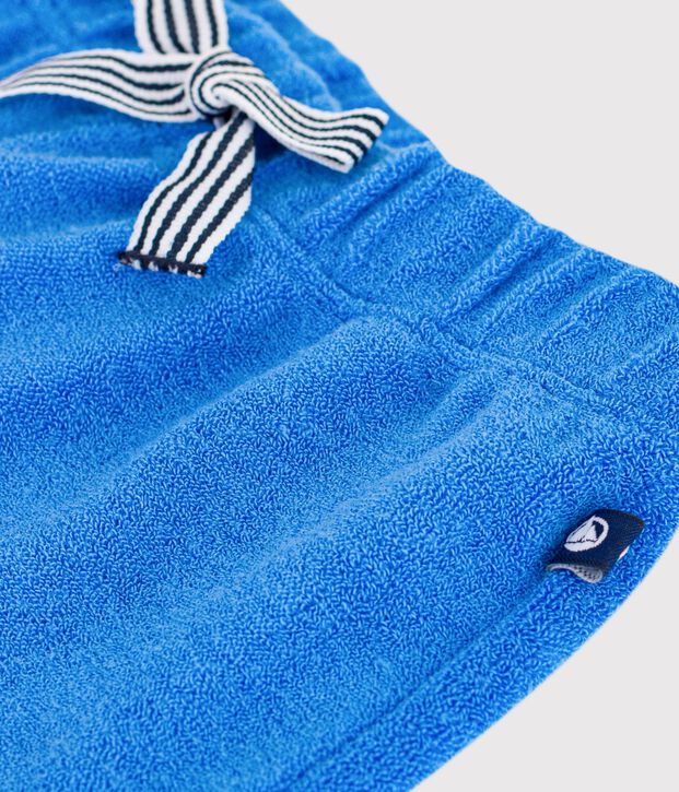 Shorts lisos de rizo para beb&eacute; azul