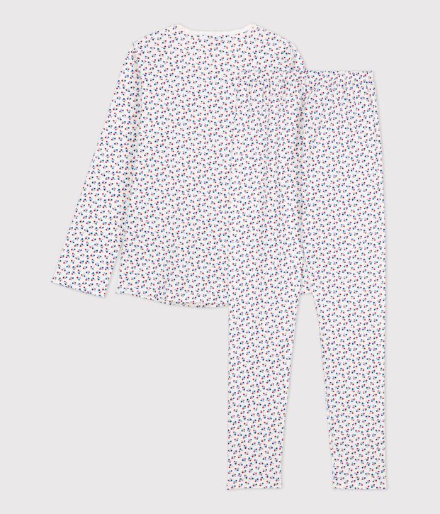 Pijama de algod&oacute;n con estampado de flores para ni&ntilde;a blanco/multicolor