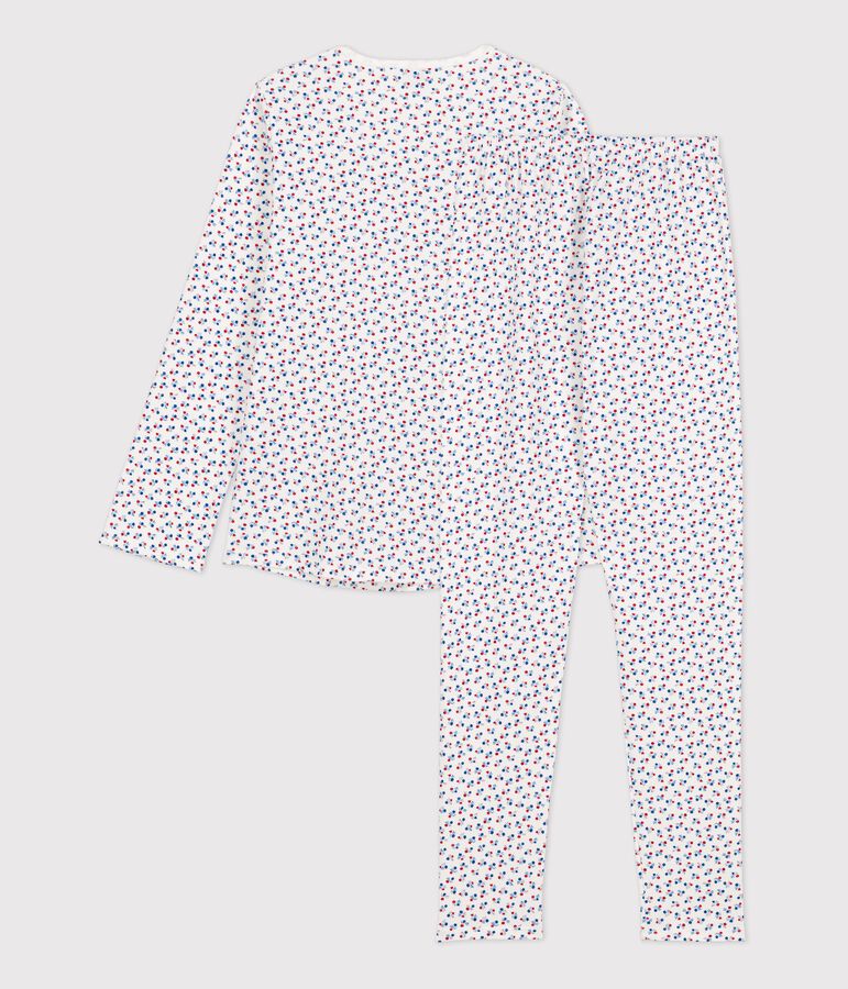 Pijama de algod&oacute;n con estampado de flores para ni&ntilde;a blanco/multicolor