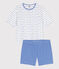 Pijama corto de algodón para mujer blanco MARSHMALLOW/azul PERSE