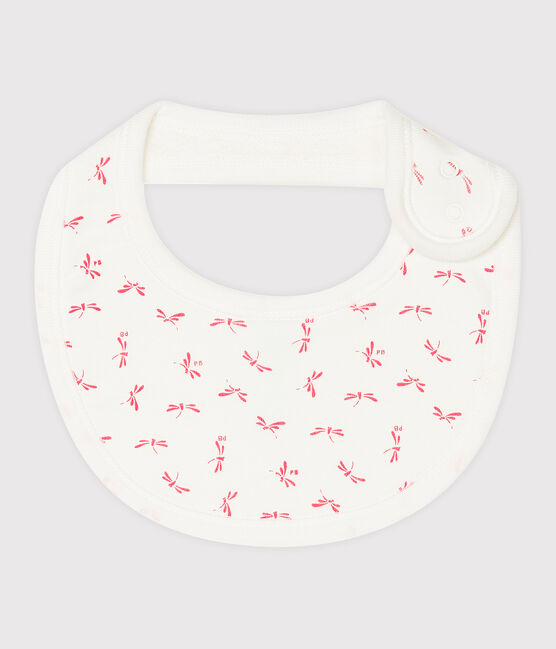 Babero de punto acanalado para bebé blanco MARSHMALLOW/rosa GROSEILLER