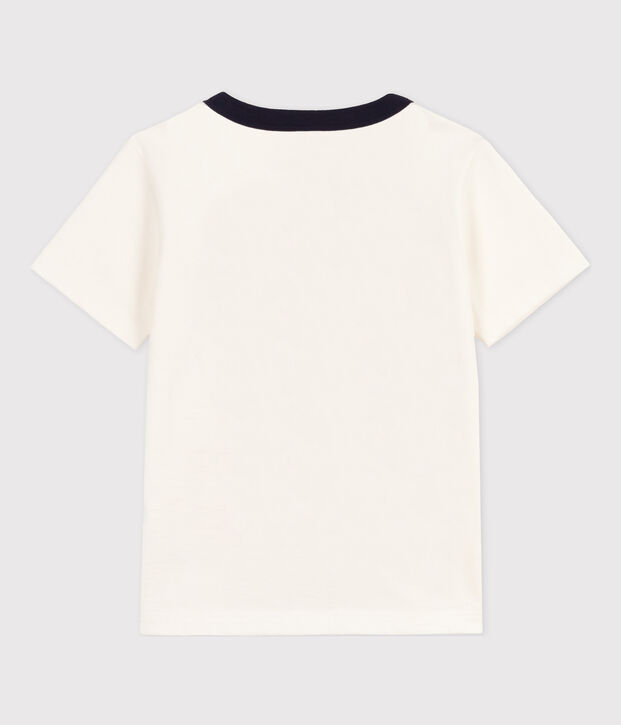 Camiseta de algod&oacute;n de manga corta para ni&ntilde;o blanco