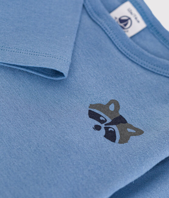Camiseta de algodón de manga larga para bebé azul BEACH