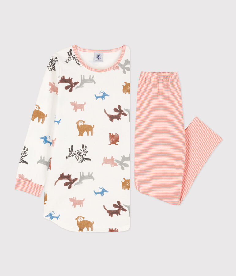 Camis&oacute;n de manga larga de felpa con perro para ni&ntilde;a blanco/multicolor