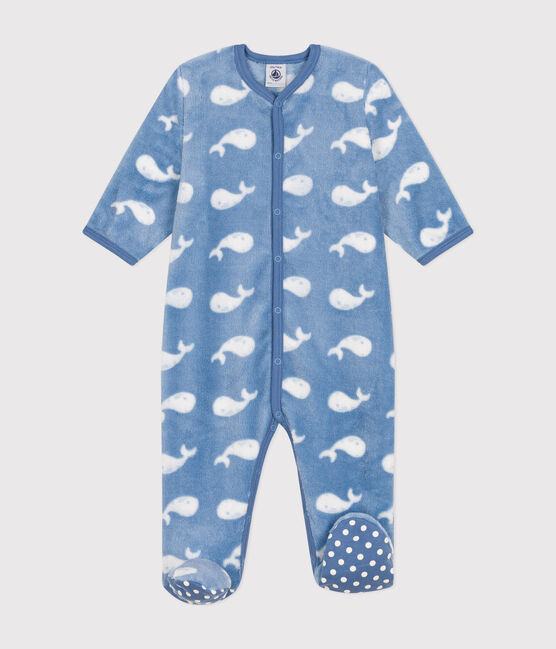 Sobrepijama de tejido polar para bebé azul BEACH/ MARSHMALLOW