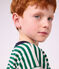 Camiseta infantil de manga larga a rayas verde/beige/verde