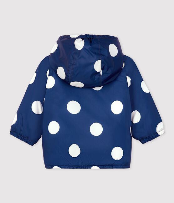 Cortavientos cálido de poliéster reciclado para bebé azul MEDIEVAL/blanco MARSHMALLOW