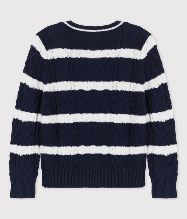 C&aacute;rdigan de algod&oacute;n para ni&ntilde;o azul/blanco