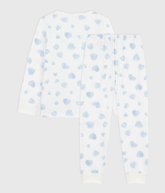 Pijama infantil de felpa con estampado de corazones blanco MARSHMALLOW/blanco MULTICO