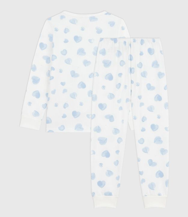 Pijama infantil de felpa con estampado de corazones blanco/multicolor