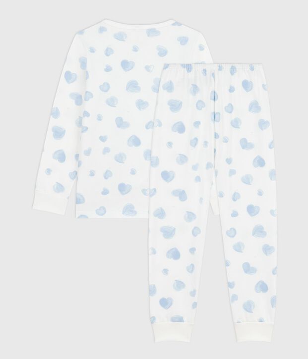 Pijama infantil de felpa con estampado de corazones blanco/multicolor