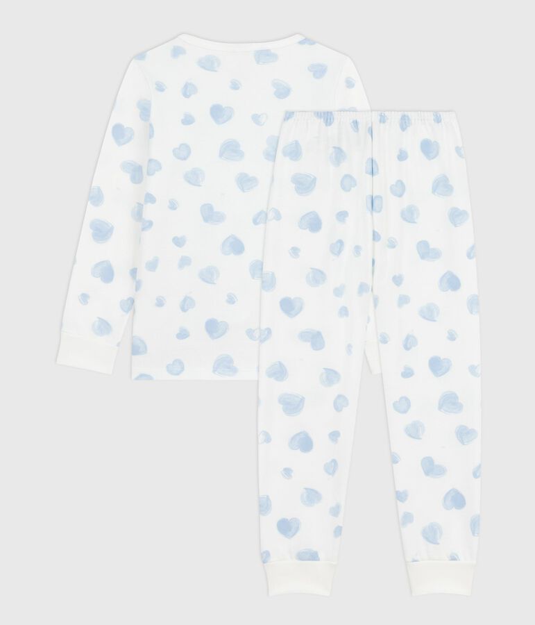 Pijama infantil de felpa con estampado de corazones blanco/multicolor
