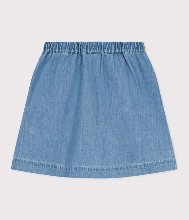 Falda infantil corta y lisa de algod&oacute;n azul