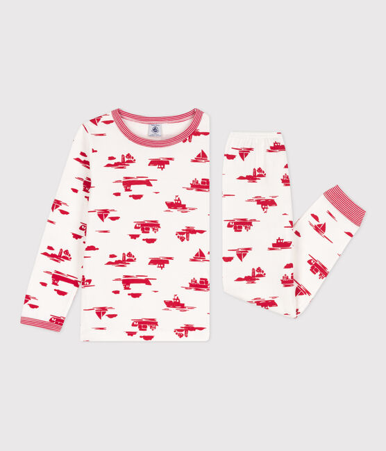 Pijama Le Havre de túbico para niño/niña blanco MARSHMALLOW/rojo PEPS