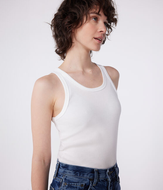 Camiseta sin mangas Iconique de algodón para mujer blanco ECUME