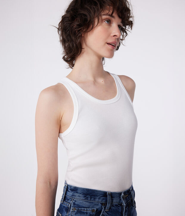 Camiseta sin mangas Iconique de algod&oacute;n para mujer blanco