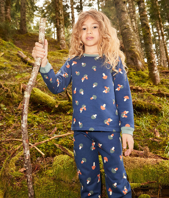 Pijama de felpa con motivo de seta para niño/niña azul MEDIEVAL/blanco MULTICO