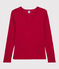 Camiseta de cuello de pico emblemática de algodón de mujer rojo TERKUIT