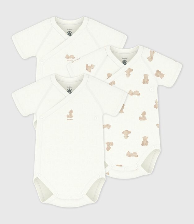Juego de bodies cruzados y estampados de manga corta de algod&oacute;n para beb&eacute; multicolor