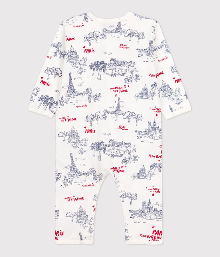 Pelele de algod&oacute;n sin pies con motivo de Par&iacute;s para beb&eacute; blanco/multicolor