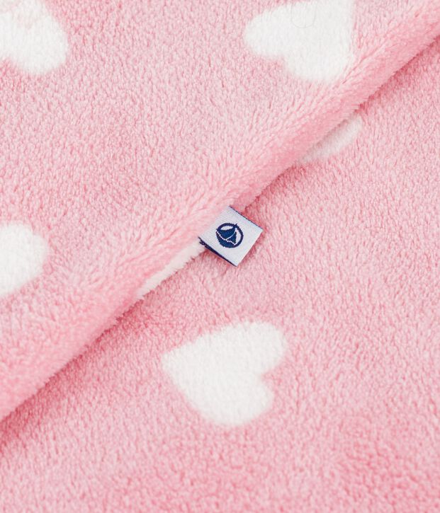 Sobrepijama polar con estampado de corazones para beb&eacute; rosa/blanco