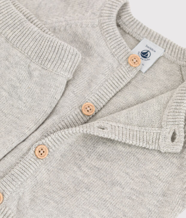 Conjunto de 2 prendas de beb&eacute; de tejido de punto de lana y algod&oacute;n gris