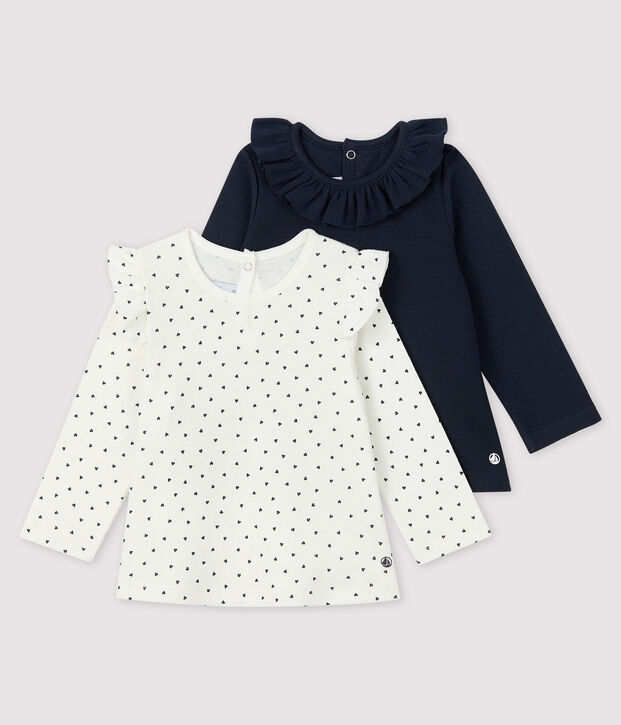 Juego de 2 blusas para beb&eacute; ni&ntilde;a multicolor