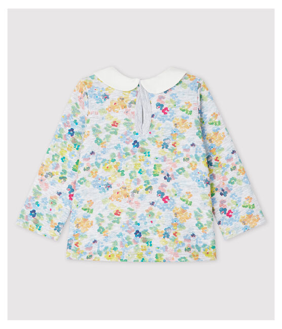 Blusa con cuello de manga larga de punto de bebé niña gris POUSSIERE/blanco MULTICO