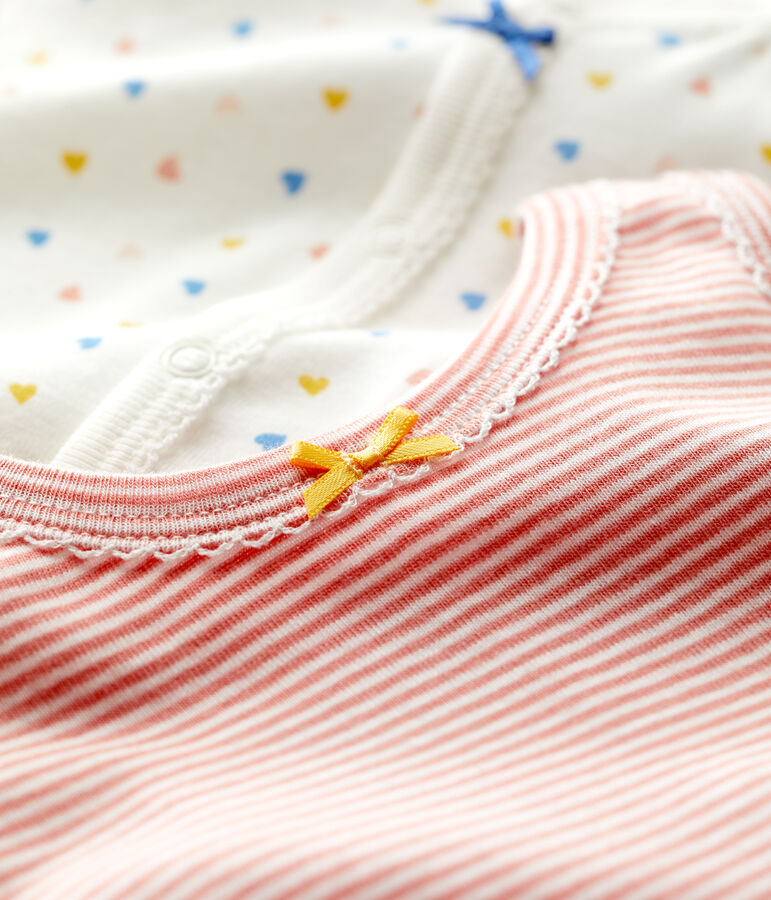 Juego de 2 peleles cortos de corazones de algod&oacute;n org&aacute;nico de beb&eacute; multicolor