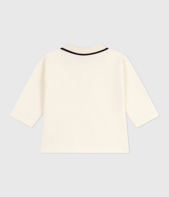 Polo liso de manga larga de algodón para bebé crudo MILK