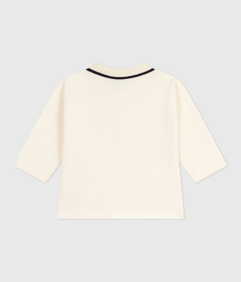 Polo liso de manga larga de algod&oacute;n para beb&eacute; crudo