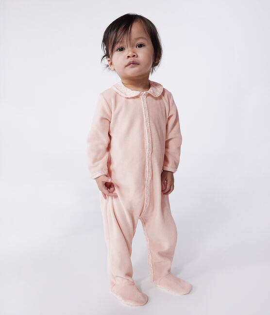 Pijama de terciopelo con cuello para bebé rosa SALINE