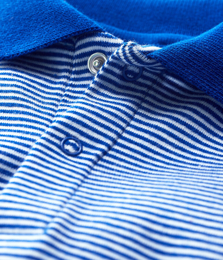 Body de cuello polo de algod&oacute;n y manga corta de beb&eacute; ni&ntilde;o azul/blanco