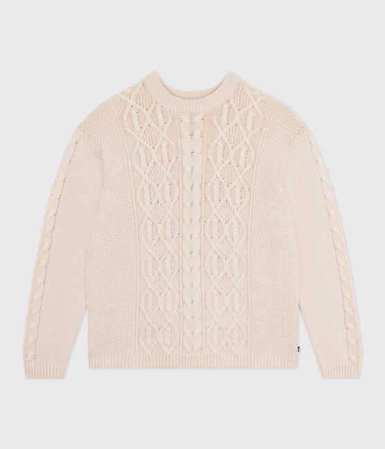Jersey liso y trenzado de lana de algodón para mujer crudo AVALANCHE