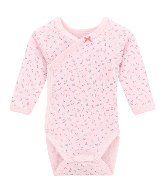 Body de nacimiento de manga larga estampado para bebé niña rosa VIENNE/blanco MULTICO